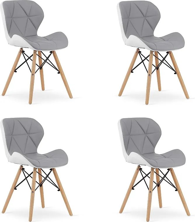 Krzesło Valora WAKO w nowoczesnym wzornictwie, szaro-białe x4