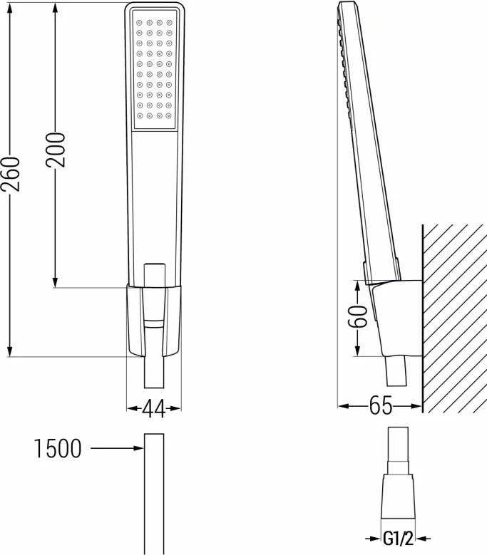 Mexen Mino R72 bateria wannowa z zestawem prysznicowym, czarna - 7243R72-70