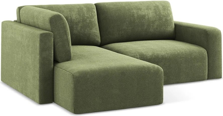 Zielony rozkładany/ze schowkiem narożnik z tkaniny szenilowej (lewostronny/w kształcie litery L) Kona – Makamii