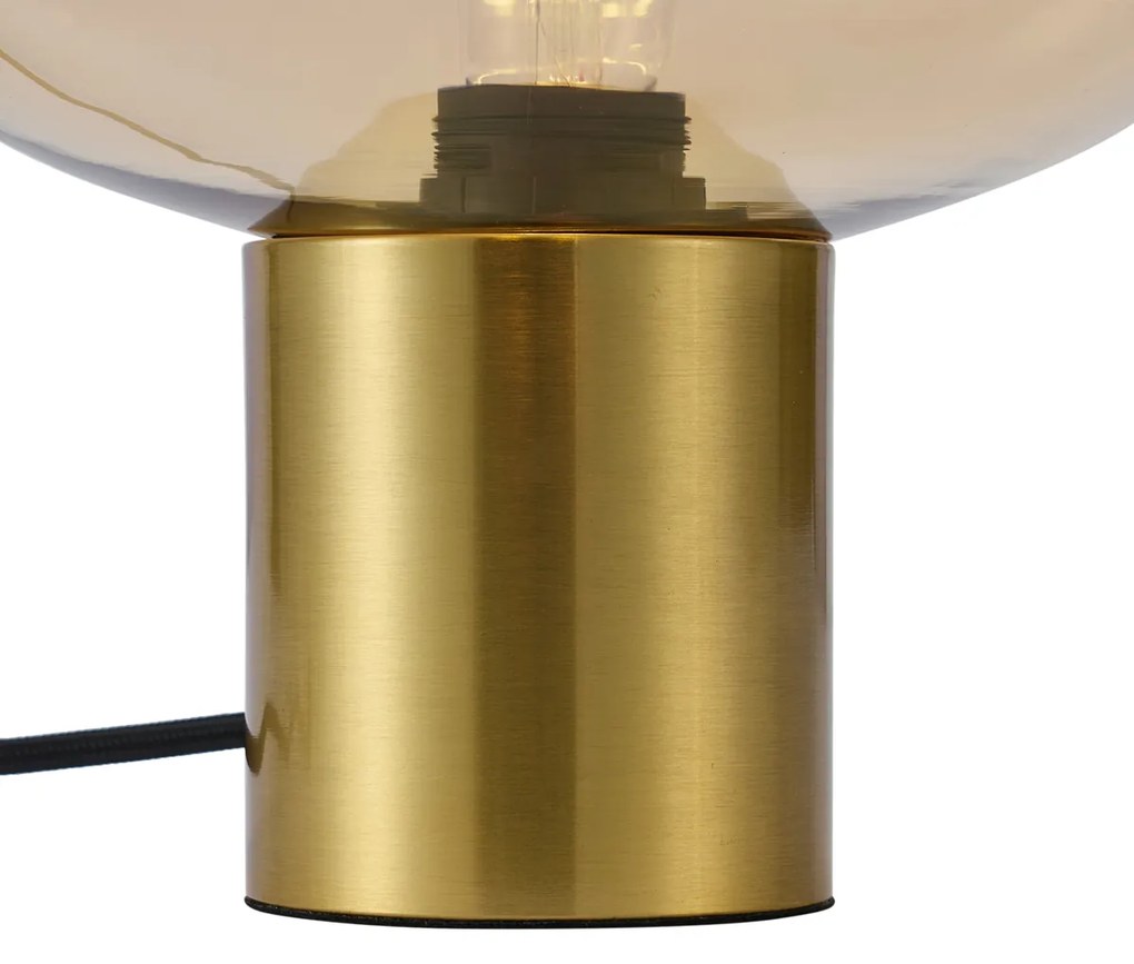 Designerska lampa stołowa mosiężna z bursztynowym szkłem - Umbrella