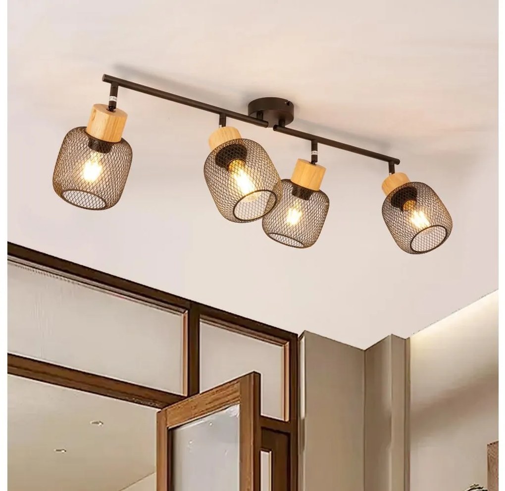 Brilagi - Oprawa punktowa BASKLITE 4xE27/15W/230V drewno kauczukowe/czarny