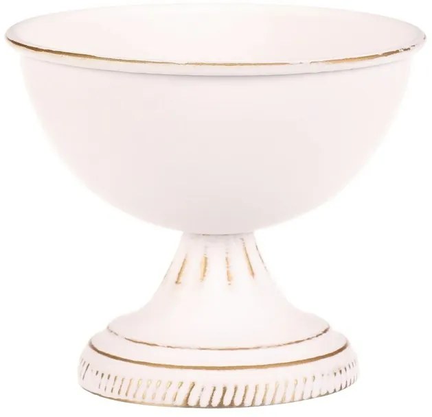 Metalowy kielich do kompozycji kwiatowych, biały, 13 x 13 x 11 cm