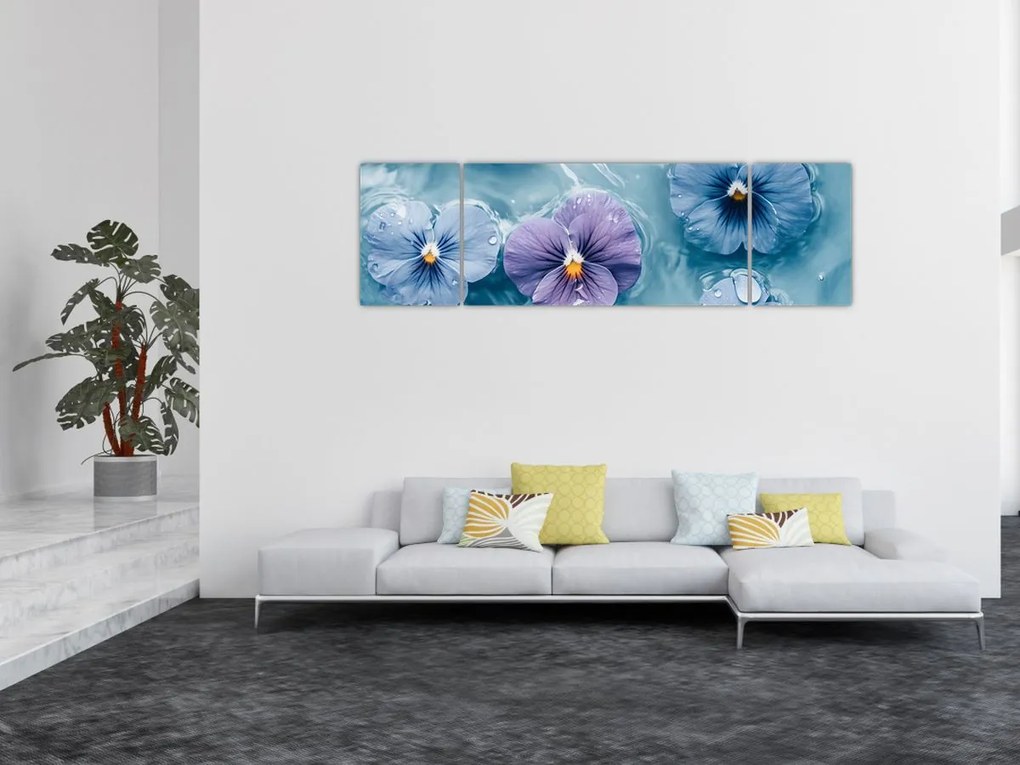 Obraz - Fiołki w wodzie (170x50 cm)