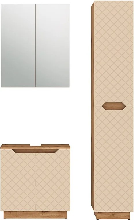Zestaw mebli łazienkowych dąb/kaszmir ze strukturą płytek 59.8x32x62.1 lotta