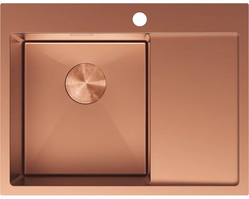 Mexen Exar zlewozmywak stalowy 1-komorowy z ociekaczem lewy 620 x 480 mm, miedź - 6431621005L-65