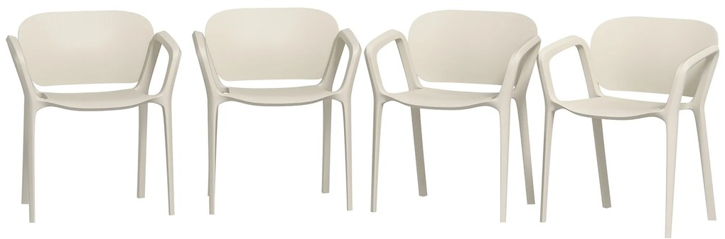 Outsunny Zestaw 4 Wodoodpornych Krzeseł Ogrodowych Stosowalnych z Podłokietnikami i Oparciem, Do 120 kg