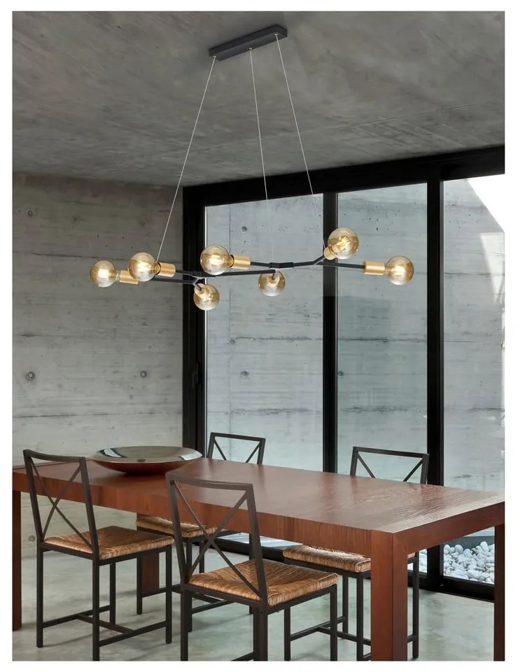 Czarna lampa wisząca Trio Cross, wys. 1,5 m