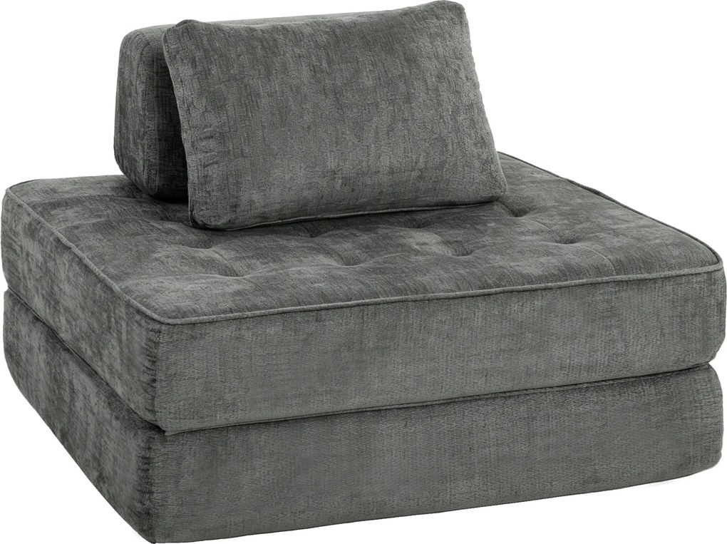 HOMCOM składany fotel podłogowy 2w1 sofa podłogowa składany materac z funkcją spania Chenille z poduszką do 220 kg szary | Aosom PL