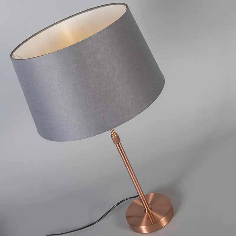 Lampa stołowa miedziana z szarym kloszem 35 cm regulowana - Parte Nowoczesny Oswietlenie wewnetrzne