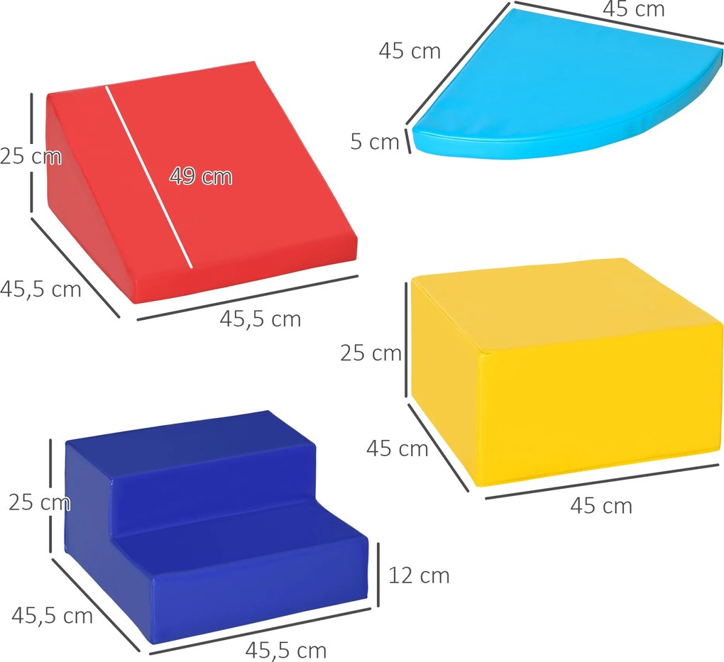HOMCOM Miękkie klocki 4 klocki z pianki gigantyczne klocki sztuczna skóra kolorowe