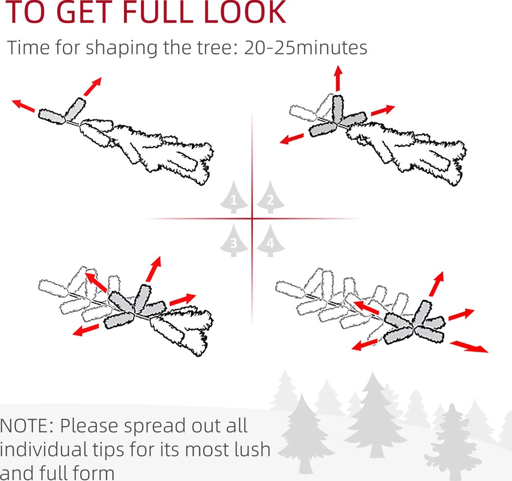 HOMCOM Sztuczna Choinka Świąteczna z Efektem Śniegu, Wąska Konstrukcja, Niepalne Gałęzie, 210 cm, Zielony/Biały | Aosom PL