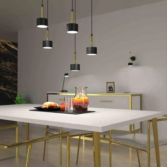 Czarno-złota wisząca lampa do jadalni - 2X N023 P4-R01