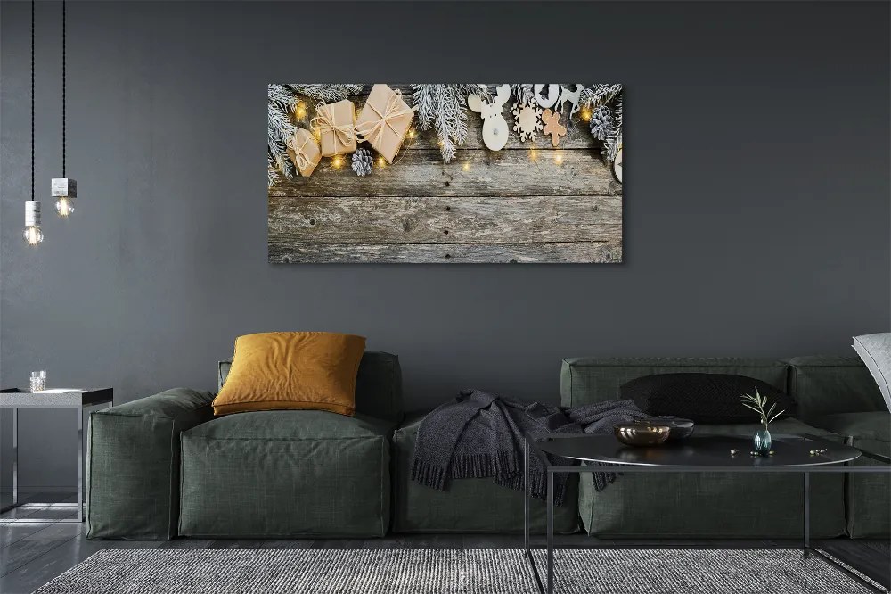 Obraz na płótnie Gałązki, Prezenty i Szyszki