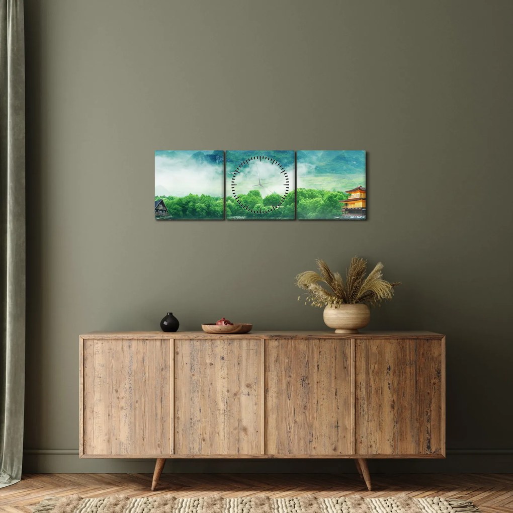 Obraz - Wymarzony krajobraz (z zegarem) (90x30 cm)