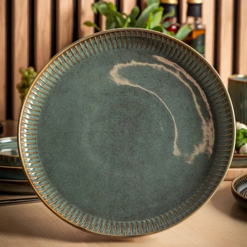 Altom Porcelanowy płytki talerz Reactive Sage, 26cm
