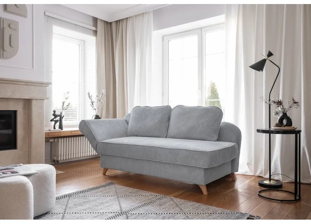 Jasnoszary sztruksowy szezlong (lewostronny) Chic Charlotte – Miuform