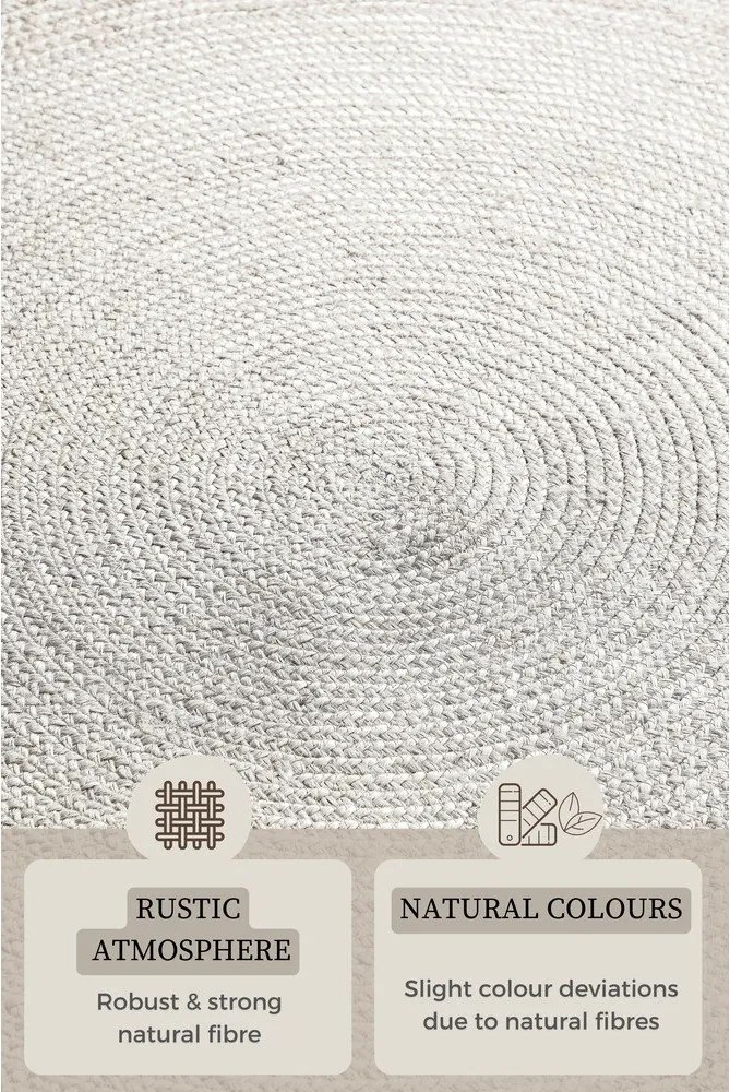 Biały okrągły dywan z juty dwustronny/tkany ręcznie ø 140 cm Braided – Hanse Home