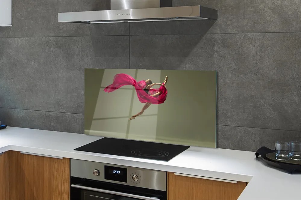 Szklany Panel Szpagat Baletowy z Różowym Tiulem