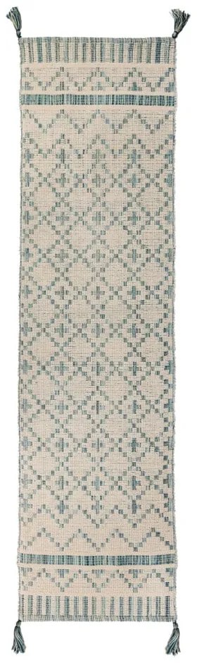 Beżowo-niebieski bawełniany chodnik Flair Rugs Leela, 60x200 cm