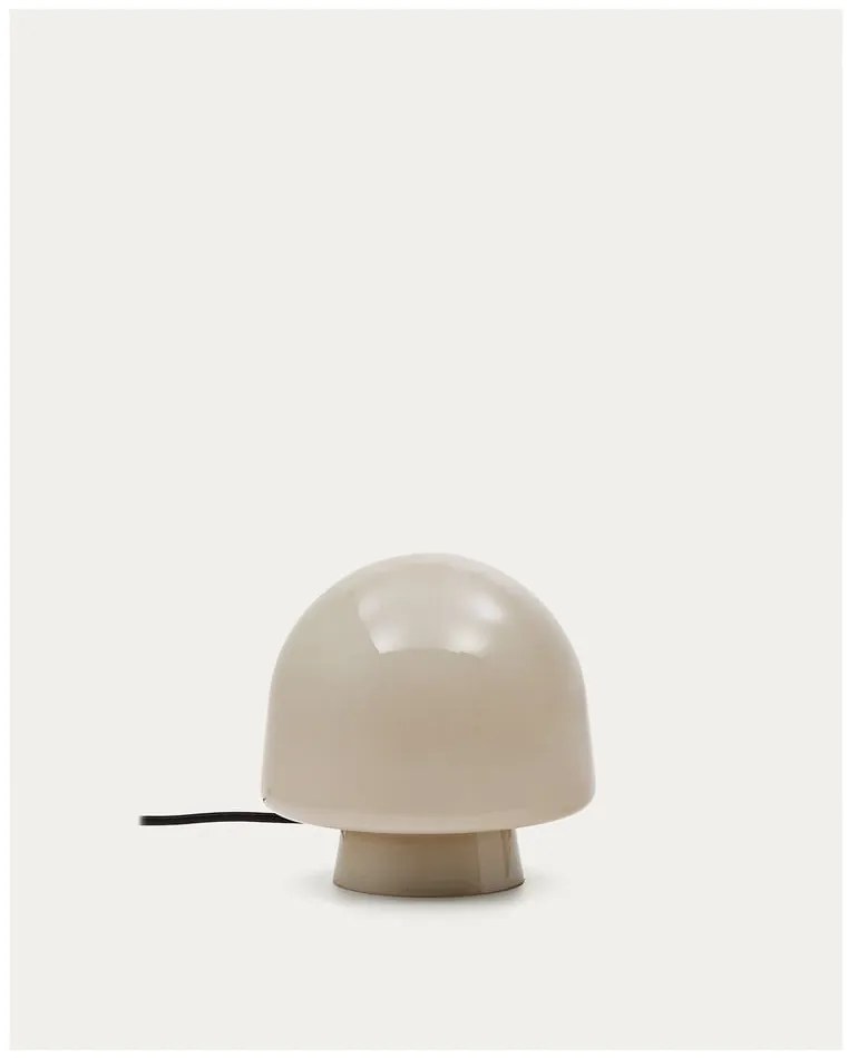 Szarobeżowa lampa stołowa ze szklanym kloszem (wysokość 20 cm) Reig – Kave Home