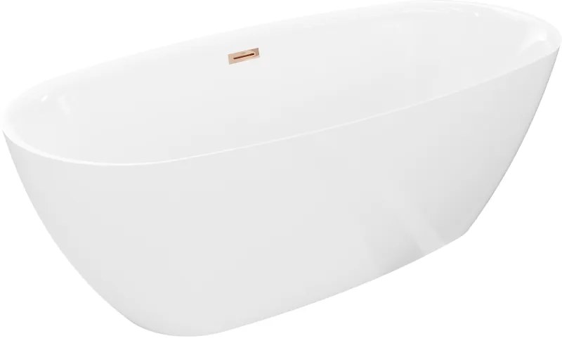 Mexen Luvo Slim wanna wolnostojąca 170 x 75 cm, biała, przelew różowe złoto - 52801707500-60