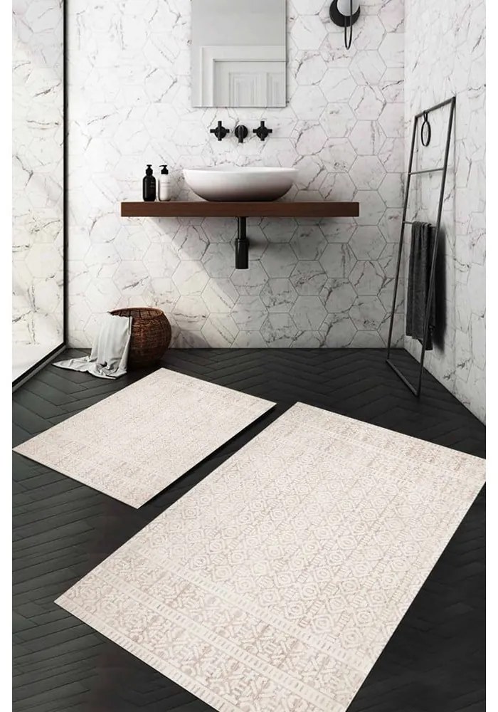 Beżowe dywaniki łazienkowe zestaw 2 szt. 60x100 cm – Mila Home