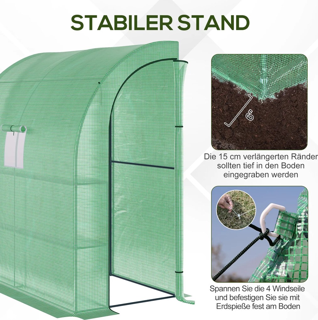 Outsunny szklarnia foliowa stal, zielona, 200 cm x 100 cm x 215 cm