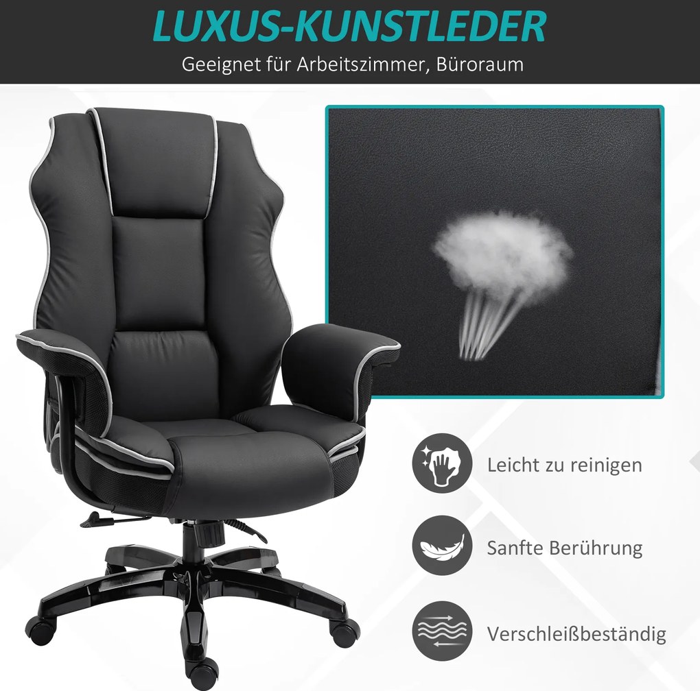 Vinsetto Ergonomiczne krzesło biurowe obrotowe z funkcją pochylania czarne wygodne | Aosom PL