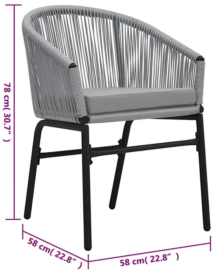 Zestaw 2 rattanowycvh antracytowych krzeseł ogrodowych E3-P14