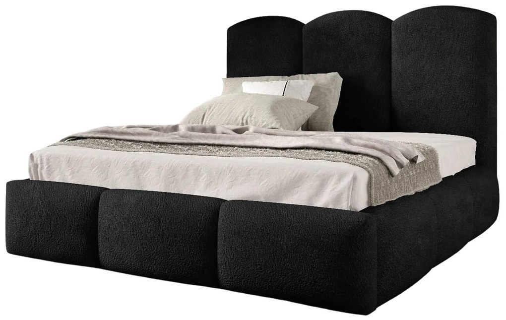 Czarne nowoczesne łóżko chmurka boucle 5 rozmiarów N5-F85