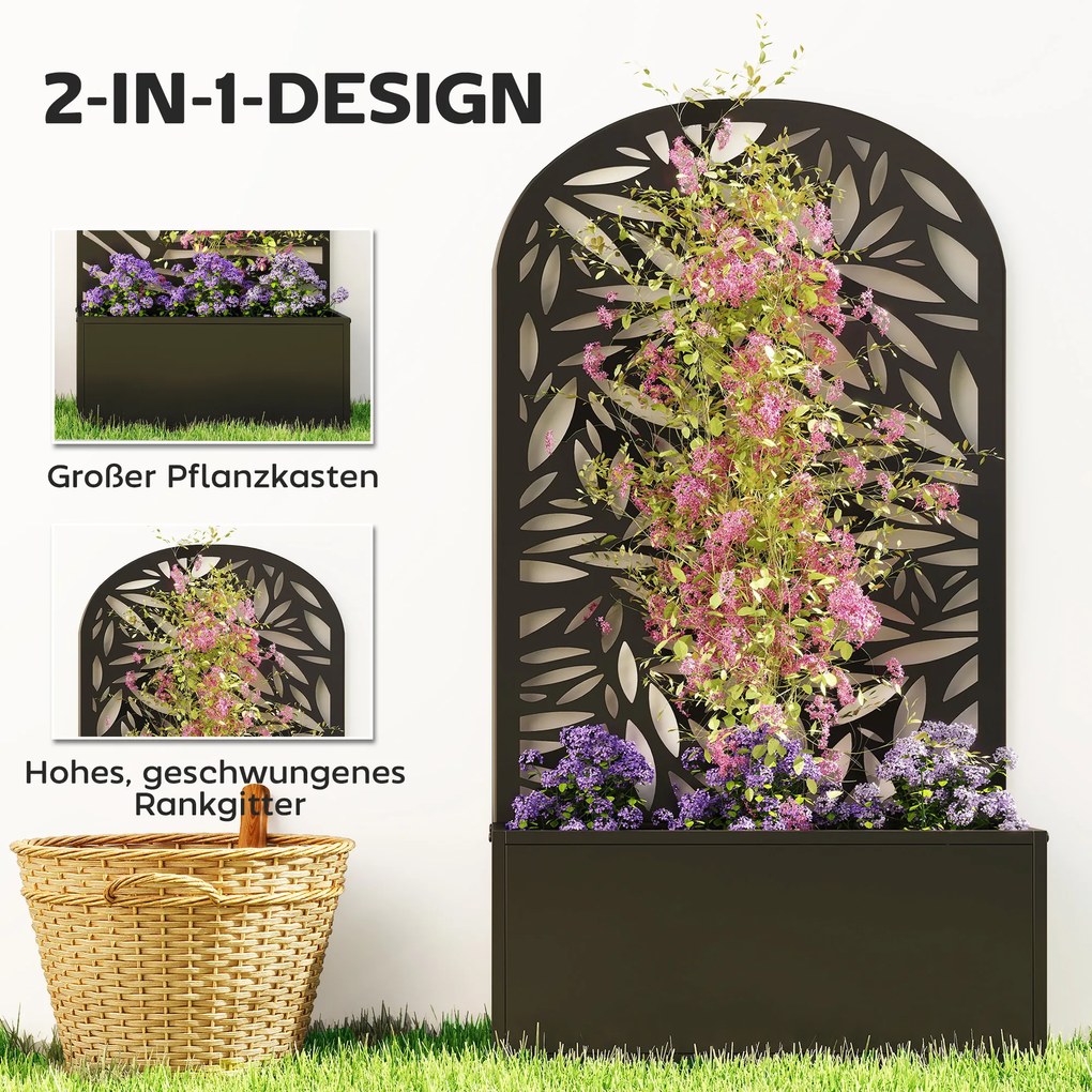 Outsunny podwyższona donica metalowa z kratą, montaż na ścianie lub donica stojąca z osłoną | Aosom PL