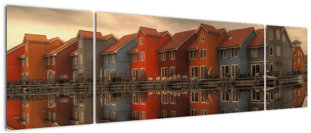 Obraz kolorowych domów (170x50 cm)