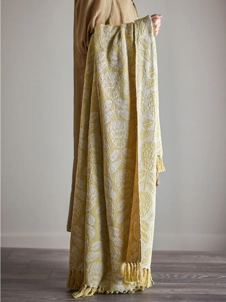 Żółty koc z mieszanki bawełny 130x155 cm Pratello – Bloomingville