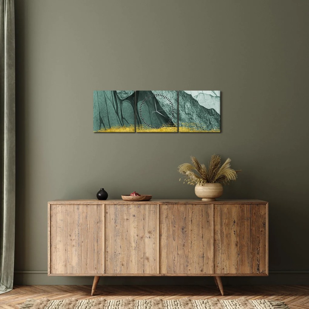 Obraz - Emerald Mountains N⁰2 (z zegarem) (90x30 cm)