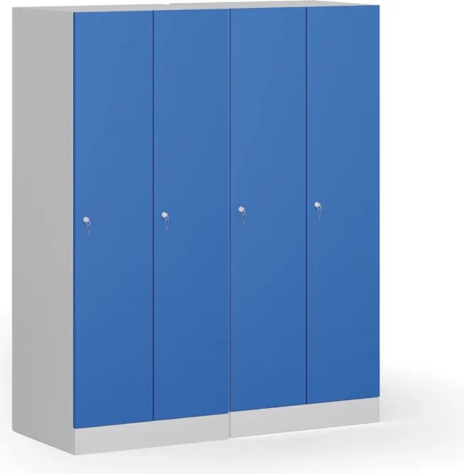 Szafka ubraniowa S1 obniżona, 2-drzwiowa, 1500 x 600 x 500 mm, zamek cylindryczny, drzwi zielone