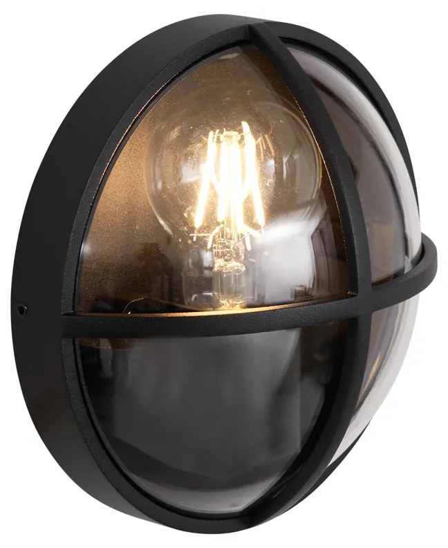 Zewnętrzna lampa ścienna czarna okrągła IP65 - Target