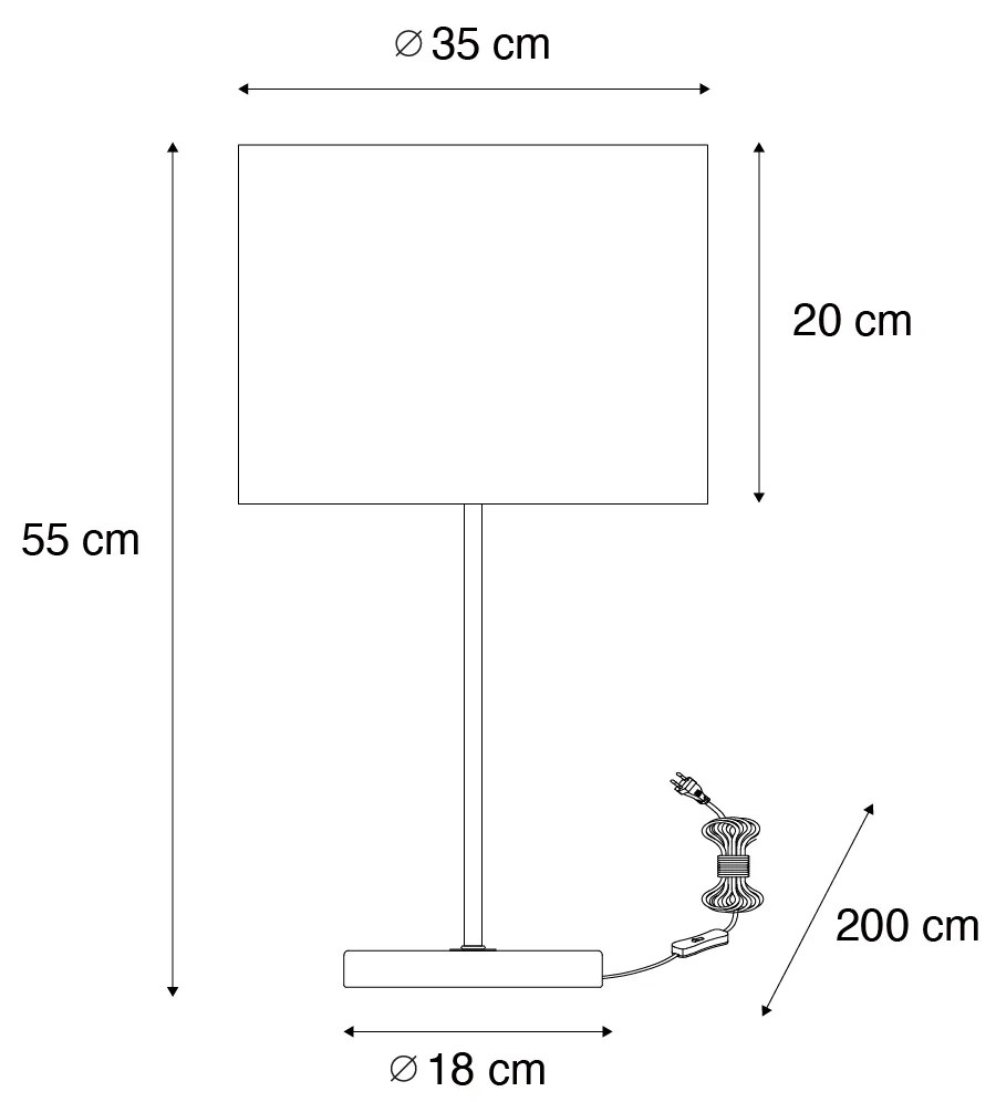 Lampa stołowa mosiądz z szarym kloszem 35 cm - Kaso Nowoczesny Oswietlenie wewnetrzne
