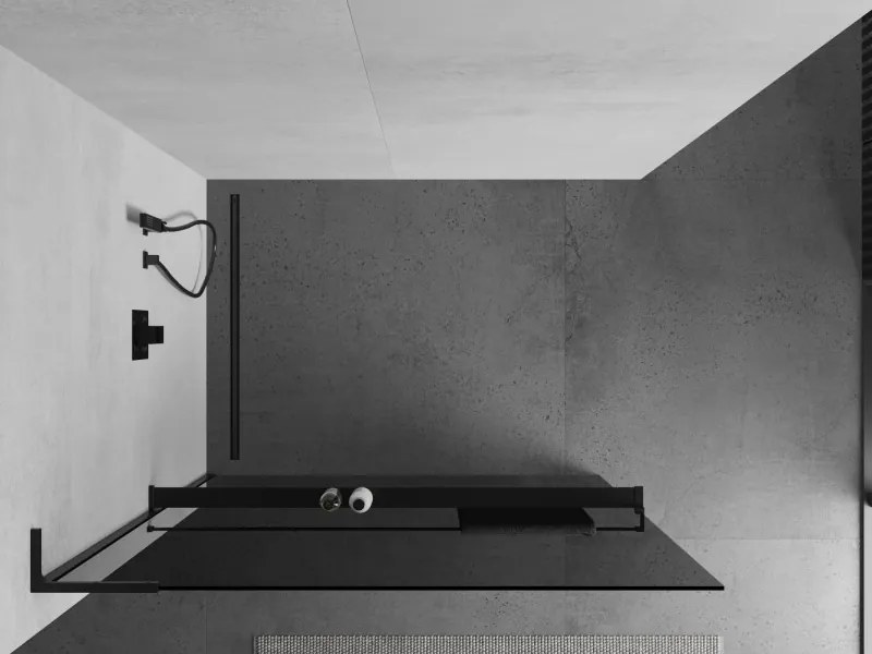 Mexen Kioto+ L ścianka prysznicowa z półką Walk-in 80 x 200 cm, grafit, czarna - 800-080-123-70-40