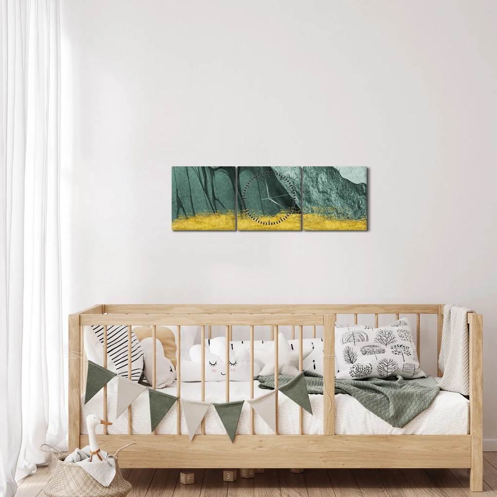 Obraz - Emerald Mountains N⁰2 (z zegarem) (90x30 cm)