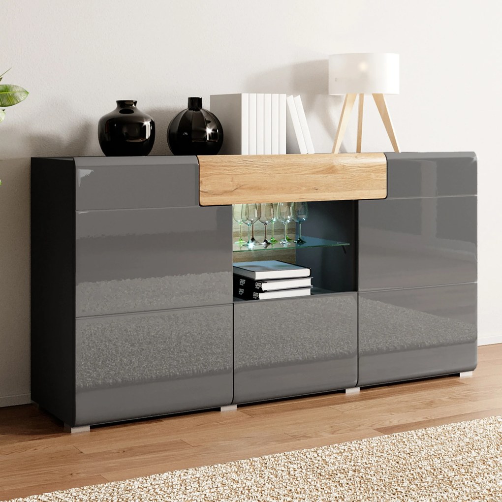 Komoda IBIZA 159 cm do Salonu Sypialni z Szufladą Antracyt