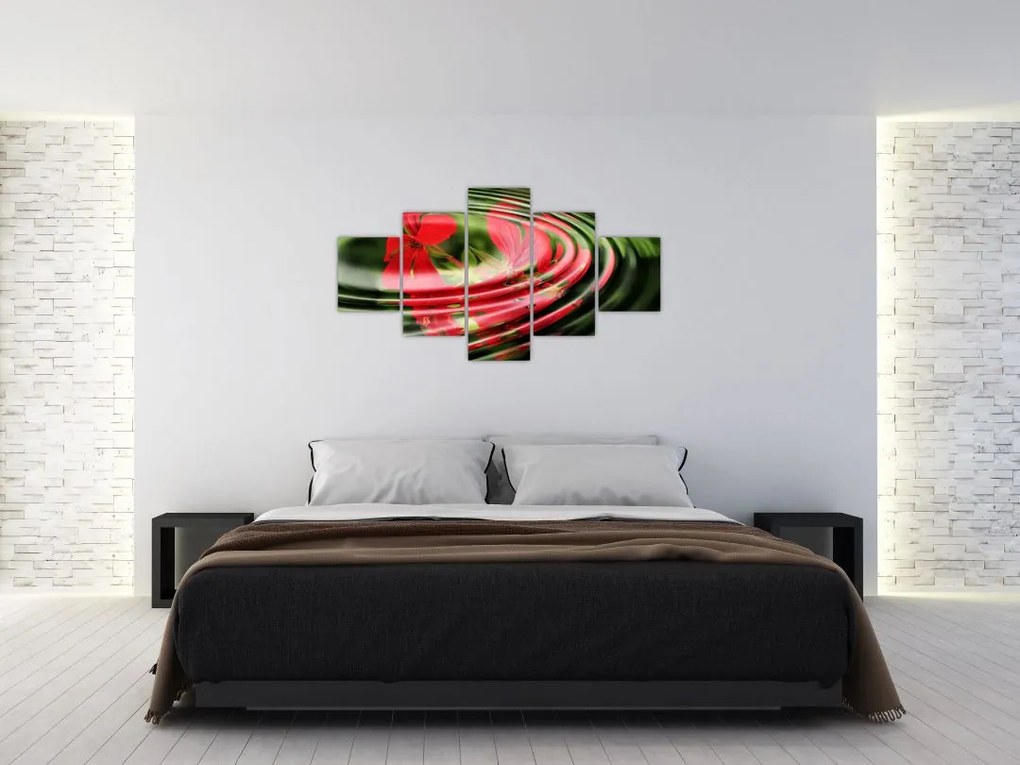 Abstrakcyjny obraz - kwiaty w falach (125x70 cm)