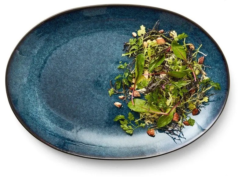 Czarno-niebieski kamionkowy talerz Gastro Dark Blue/Black – Bitz