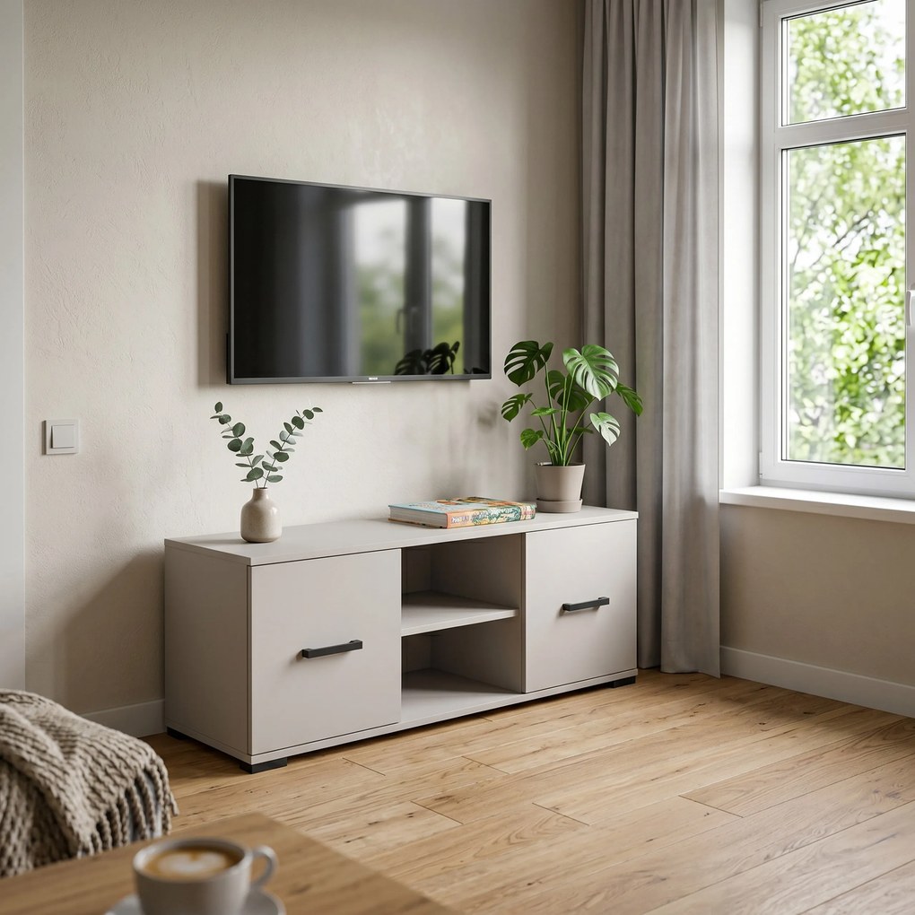 Szafka RTV stojąca ALBANO 122 cm do Salonu pod Telewizor - Kaszmir