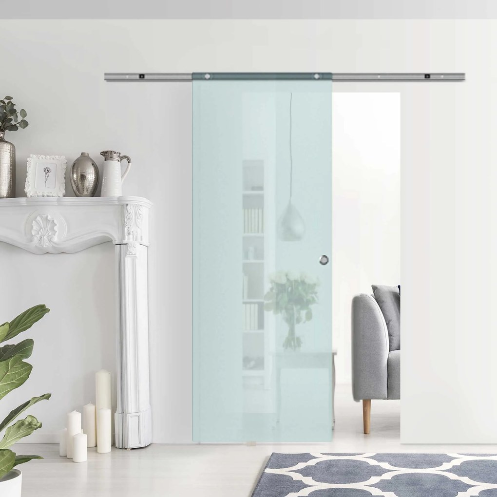 HOMCOM Drzwi Przesuwne Szklane Matowe 775 900 1025 x 2050 mm Nowoczesny Design do Wnętrz | Aosom PL