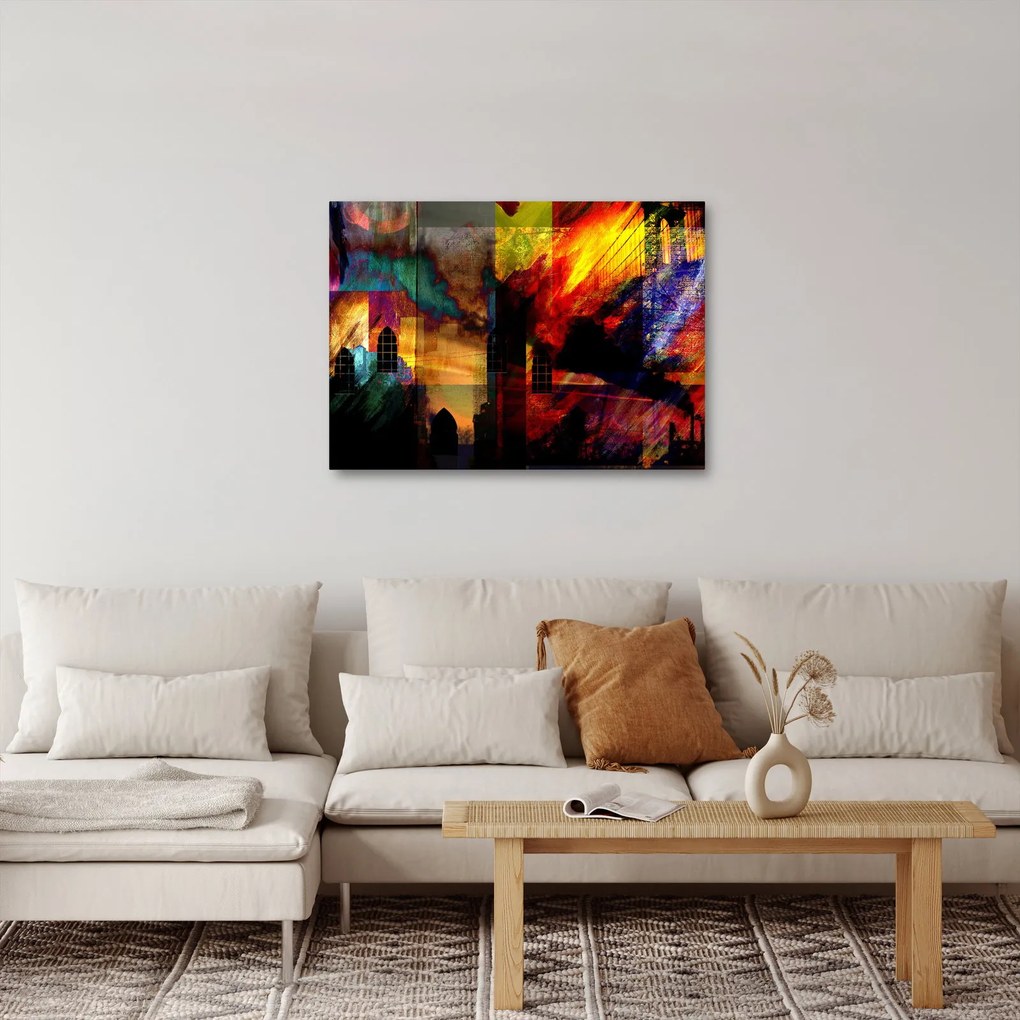 Obraz - Kolorowa abstrakcja miasta (70x50 cm)