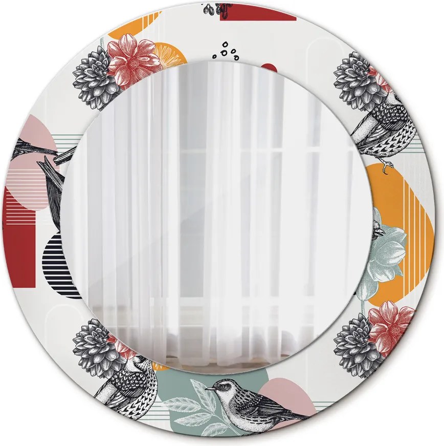 Lustro dekoracyjne okrągłe Abstrakcja z ptakami