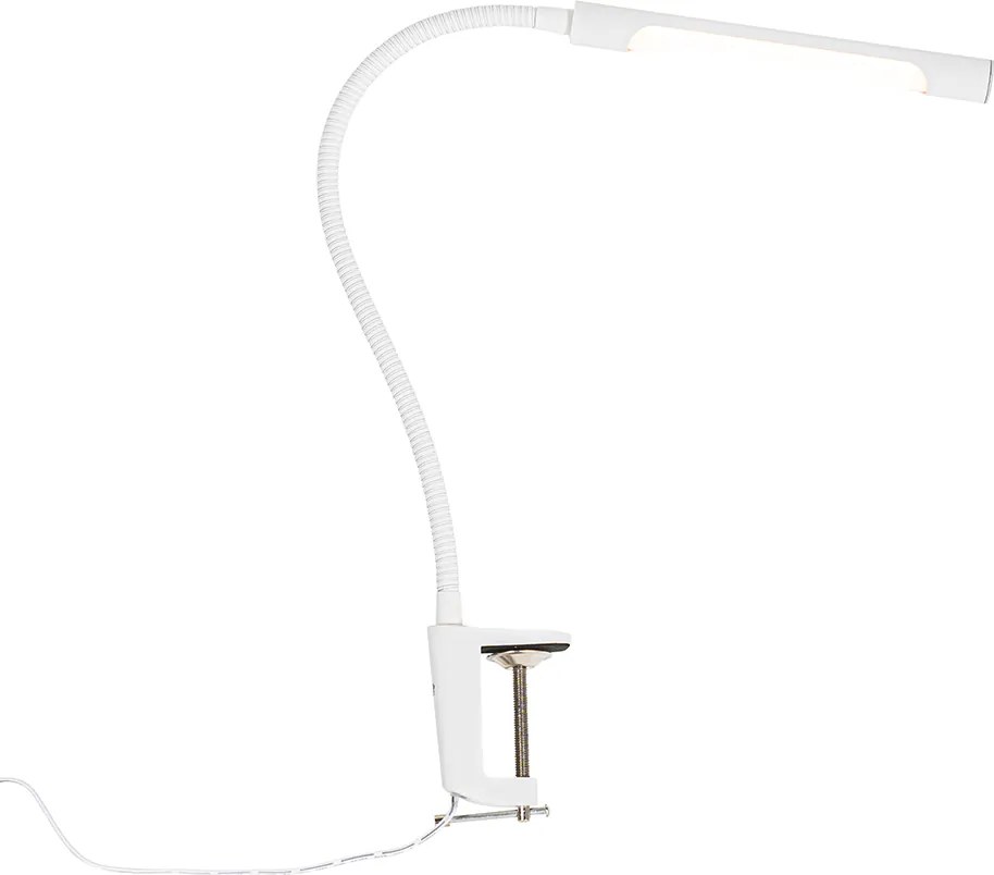 Lampa biurkowa z klipsem biała z LED i ściemniaczem dotykowym - Lionard