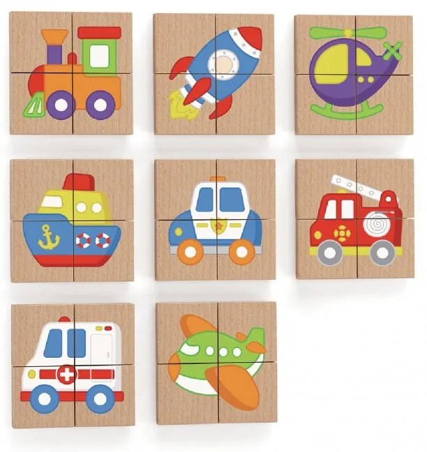 Układanka drewniana puzzle magnetyczne - pojazdy - viga toys
