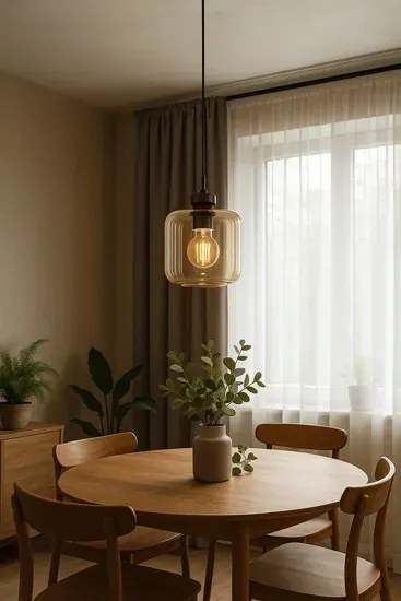 Wisząca lampa pojedyncza długa beżowa S4-L47