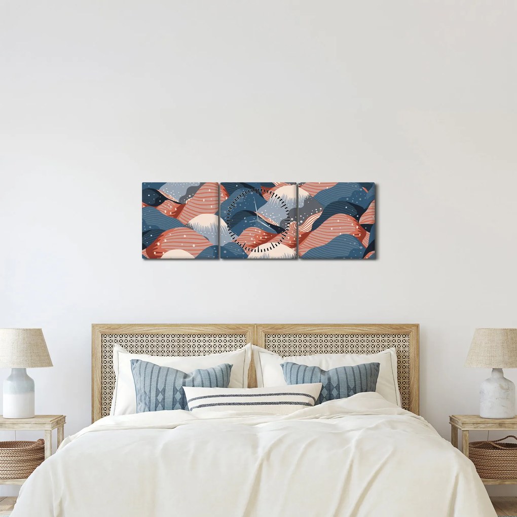 Obraz - Japońskie fale (z zegarem) (90x30 cm)